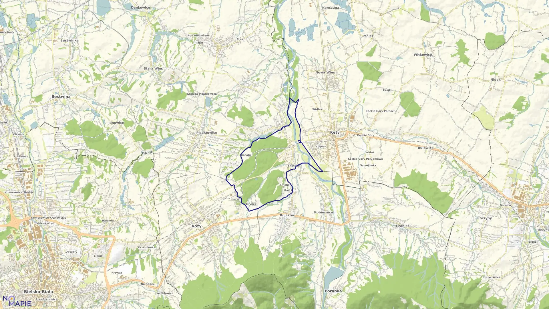 Mapa obrębu Kęty Podlesie w gminie Kęty